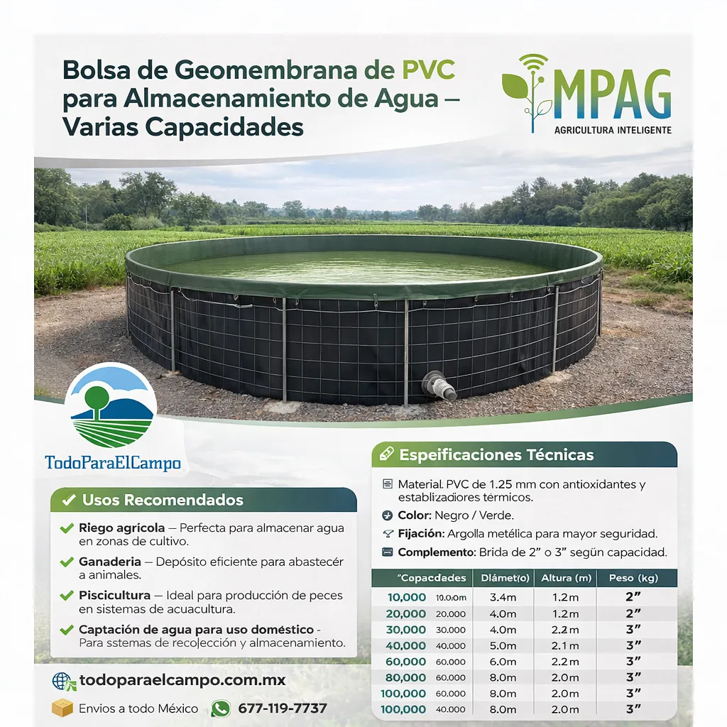 Bolsa de Geomembrana PVC 1.25 mm de 40,000 L (5 × 2.1 m) — foto 2