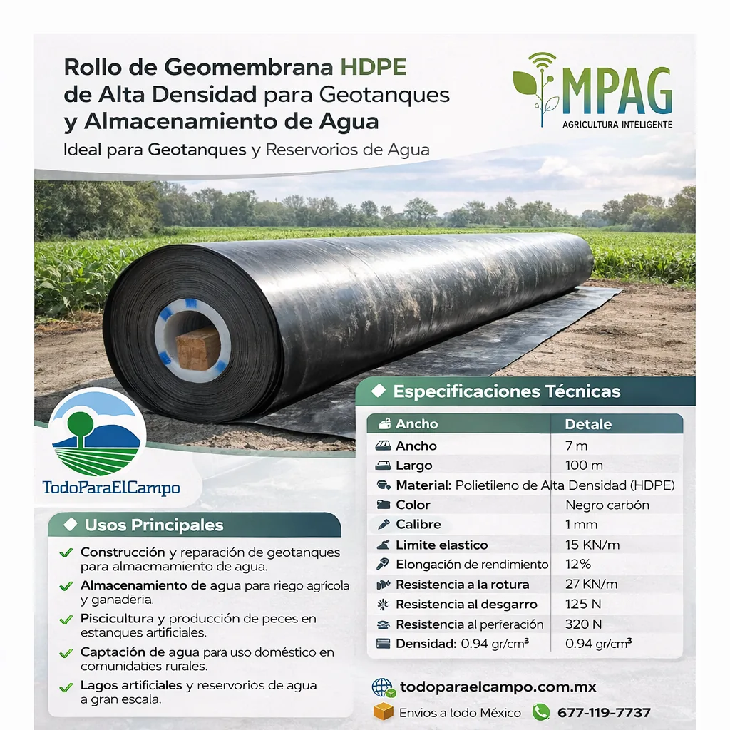 Geomembrana HDPE 1 mm por Metro Lineal (7 m de Ancho) — foto 2